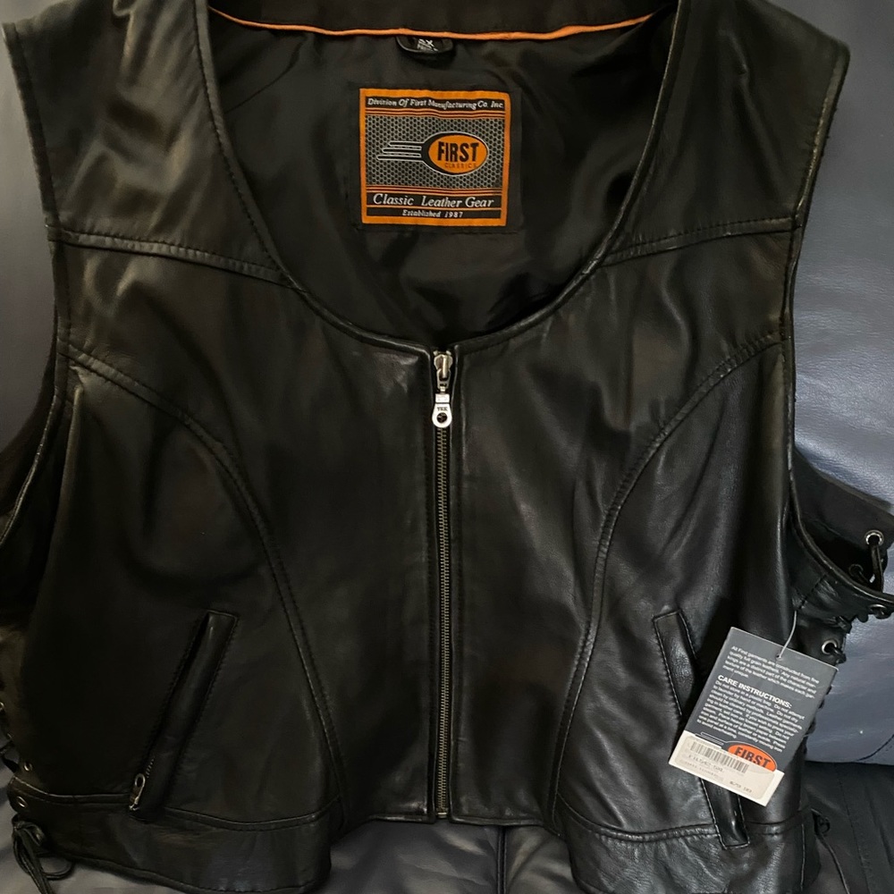 Black leather vest